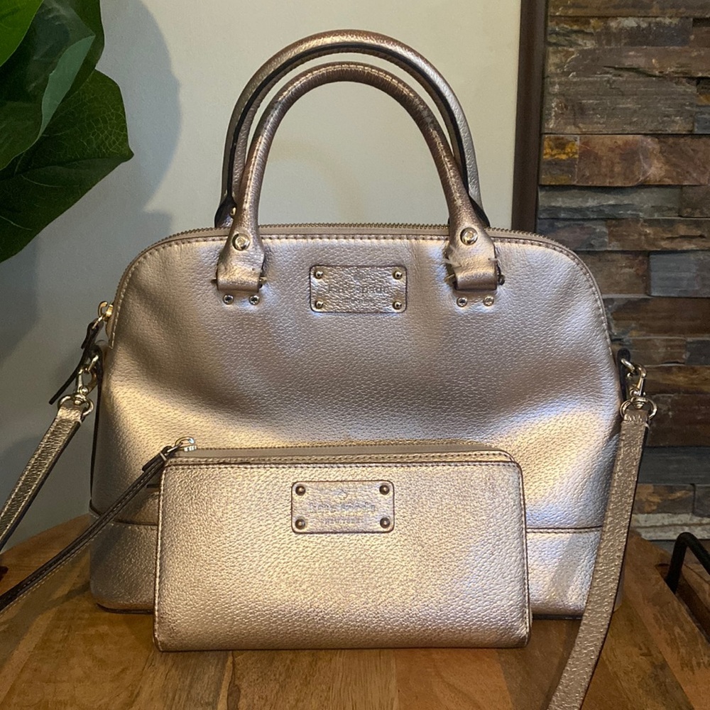 Rose gold Kate Spade purse and wallet
